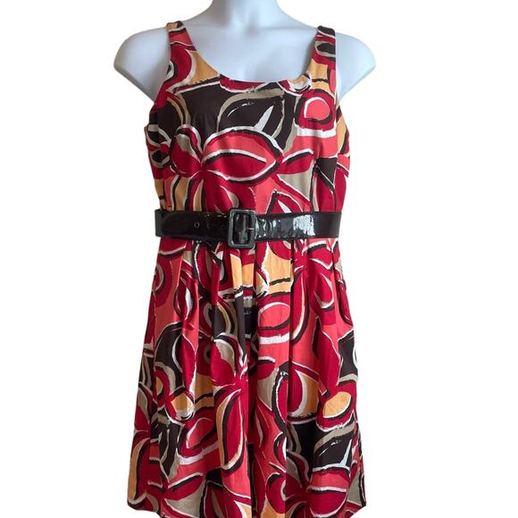 Cato Women Dress 16 Multicolor Abstract Print Smock Back Retro Style Rockabilly - Picture 3 of 16